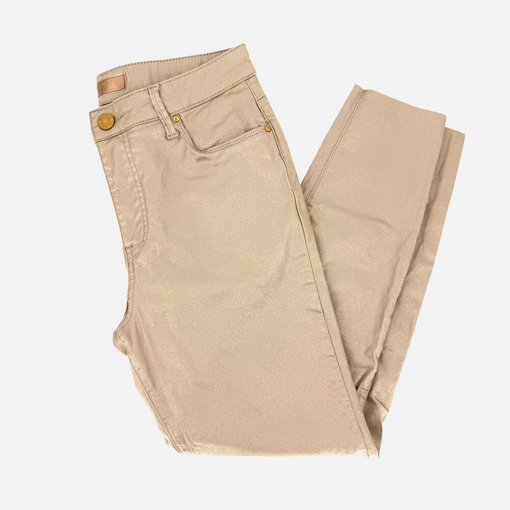 KUT from the Kloth Coated Jeans Metallic Gold Shimmer Y2K Indie Sleaze Skinny 8